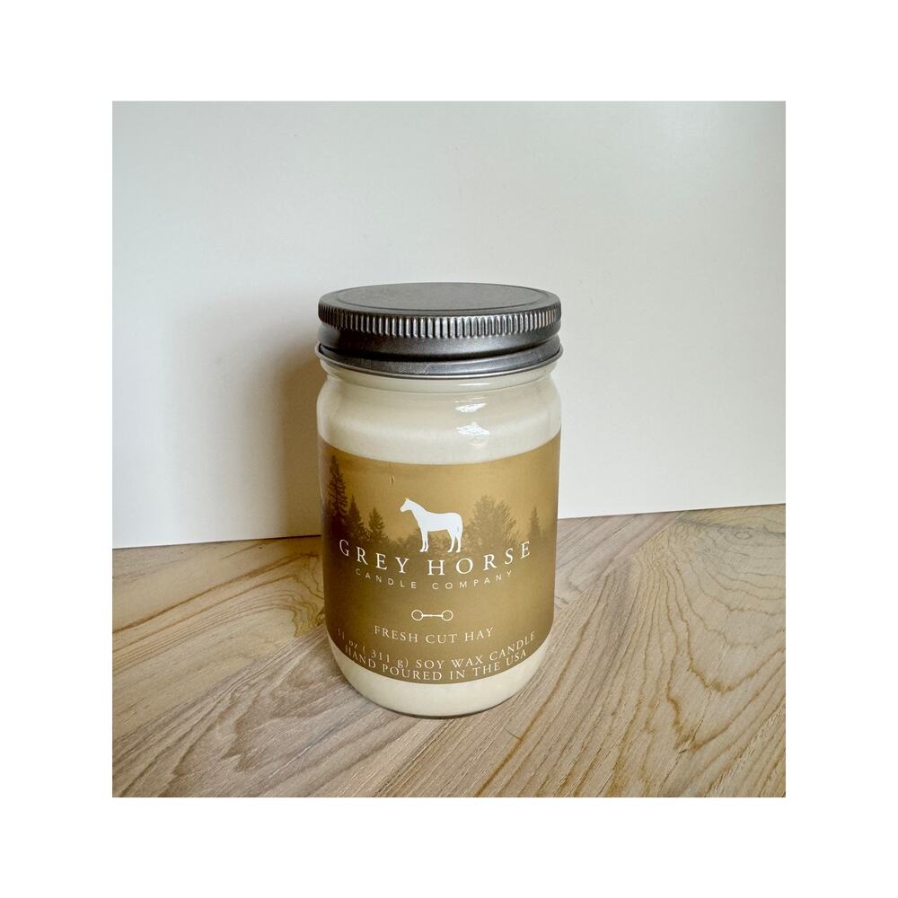 GRAY HORSE Fresh Cut Hay Jar Candle 1 Wick Natural Soy Wax Home USA Pour NEW